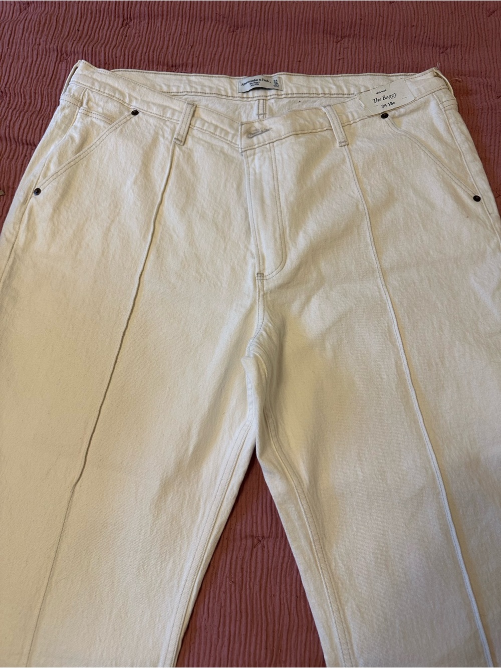Cream High-Waisted Abrecombie Jeans
